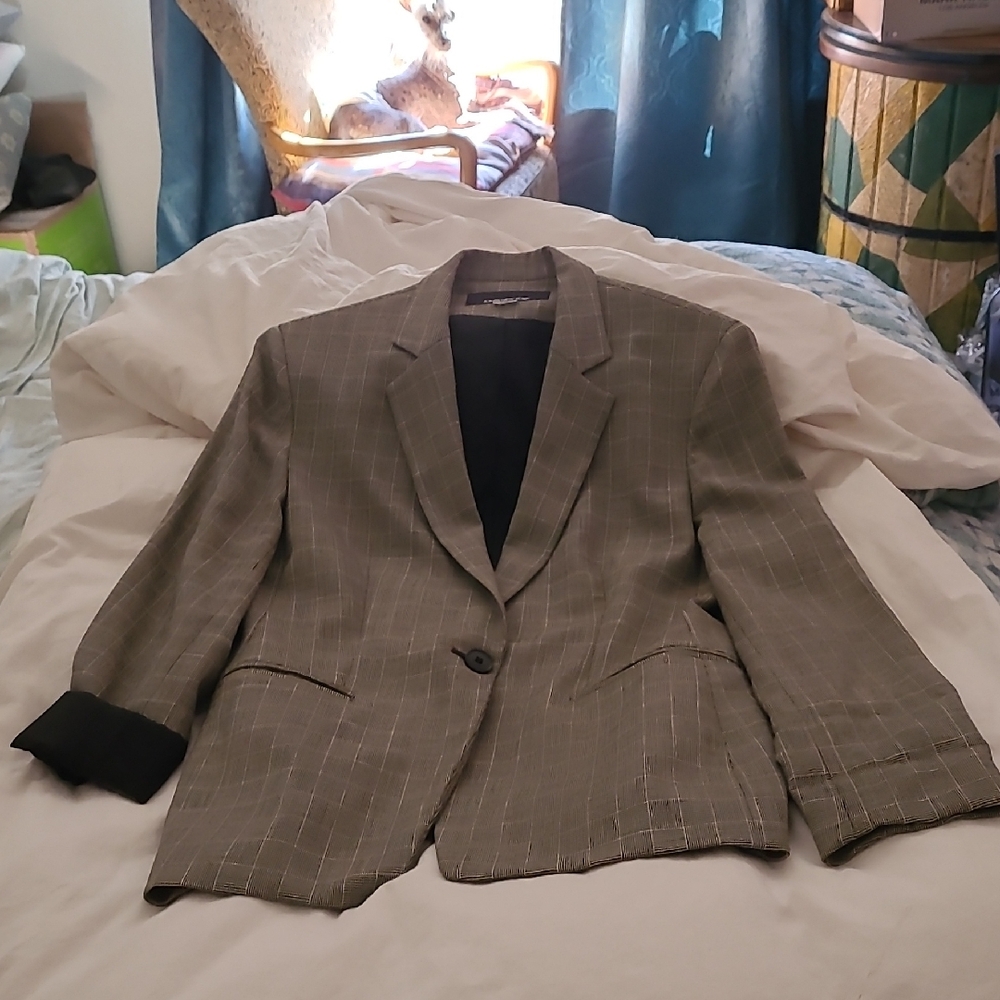 Womens Jones New York Houndstooth  Checkered  Blazer